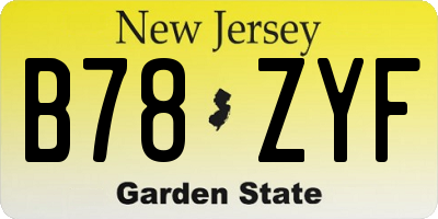 NJ license plate B78ZYF