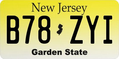 NJ license plate B78ZYI