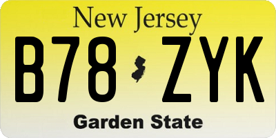 NJ license plate B78ZYK