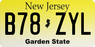 NJ license plate B78ZYL