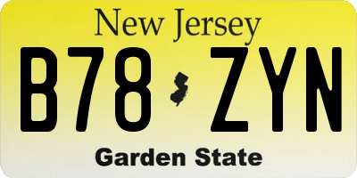 NJ license plate B78ZYN