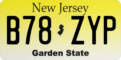 NJ license plate B78ZYP