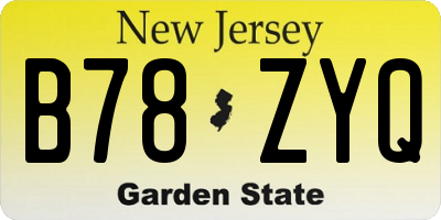 NJ license plate B78ZYQ