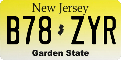 NJ license plate B78ZYR