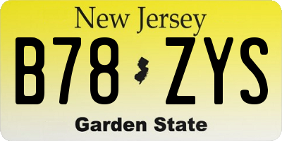 NJ license plate B78ZYS
