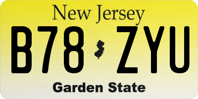 NJ license plate B78ZYU