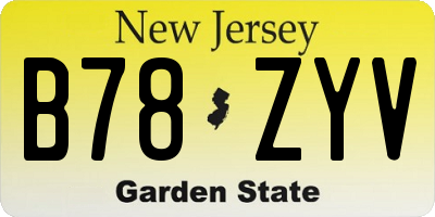 NJ license plate B78ZYV