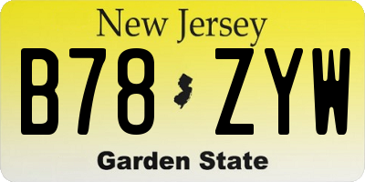 NJ license plate B78ZYW