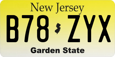 NJ license plate B78ZYX
