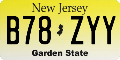 NJ license plate B78ZYY