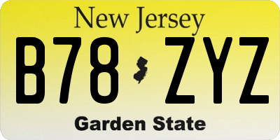 NJ license plate B78ZYZ