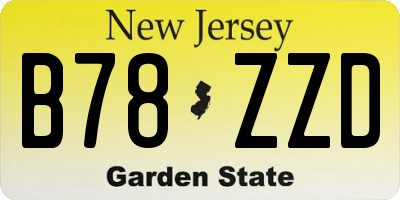 NJ license plate B78ZZD