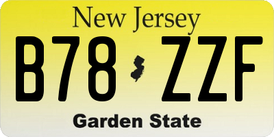 NJ license plate B78ZZF