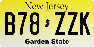 NJ license plate B78ZZK