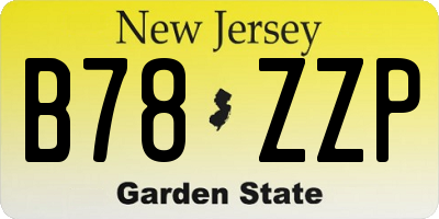 NJ license plate B78ZZP
