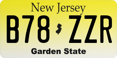 NJ license plate B78ZZR
