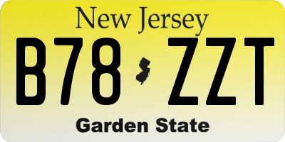 NJ license plate B78ZZT