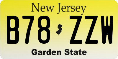 NJ license plate B78ZZW