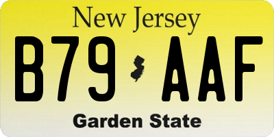 NJ license plate B79AAF