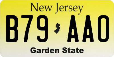 NJ license plate B79AAO