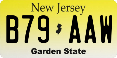 NJ license plate B79AAW