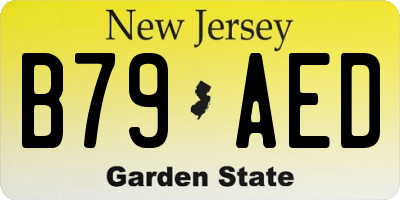 NJ license plate B79AED