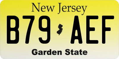 NJ license plate B79AEF
