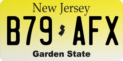 NJ license plate B79AFX
