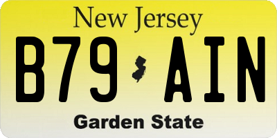 NJ license plate B79AIN