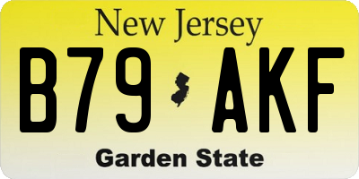 NJ license plate B79AKF