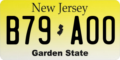 NJ license plate B79AOO