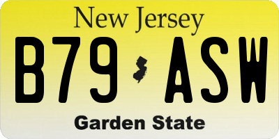 NJ license plate B79ASW