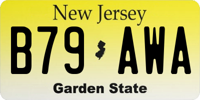 NJ license plate B79AWA
