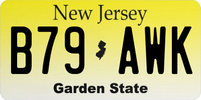 NJ license plate B79AWK