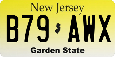 NJ license plate B79AWX