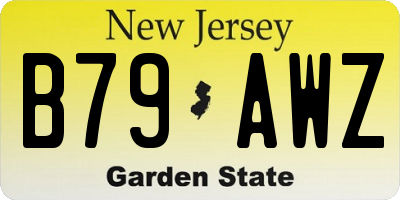 NJ license plate B79AWZ