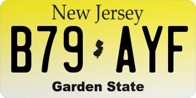 NJ license plate B79AYF