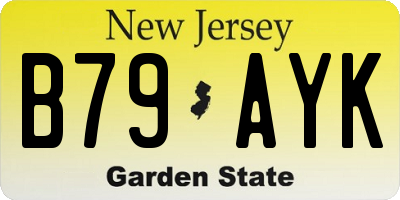 NJ license plate B79AYK