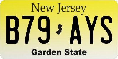 NJ license plate B79AYS