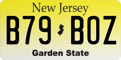 NJ license plate B79BOZ