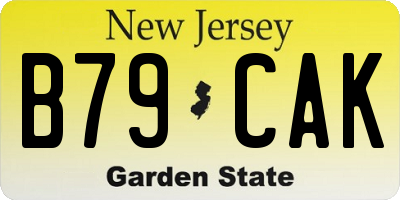 NJ license plate B79CAK