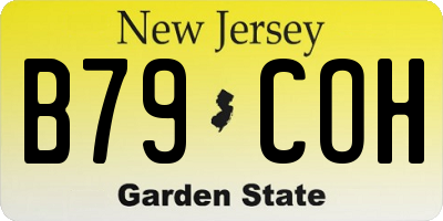 NJ license plate B79COH