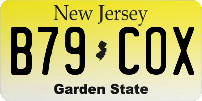 NJ license plate B79COX