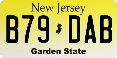 NJ license plate B79DAB