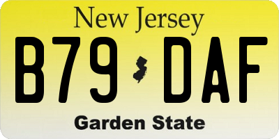 NJ license plate B79DAF