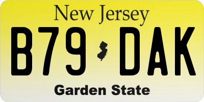 NJ license plate B79DAK