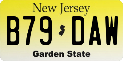 NJ license plate B79DAW