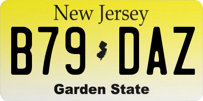 NJ license plate B79DAZ