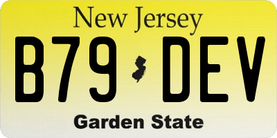 NJ license plate B79DEV