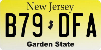 NJ license plate B79DFA